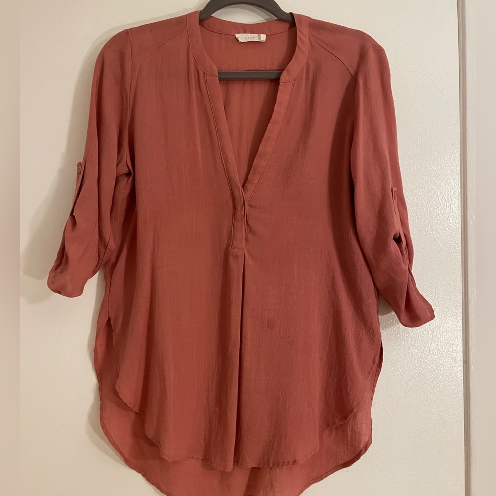 Lush Half Button Loose Blouse